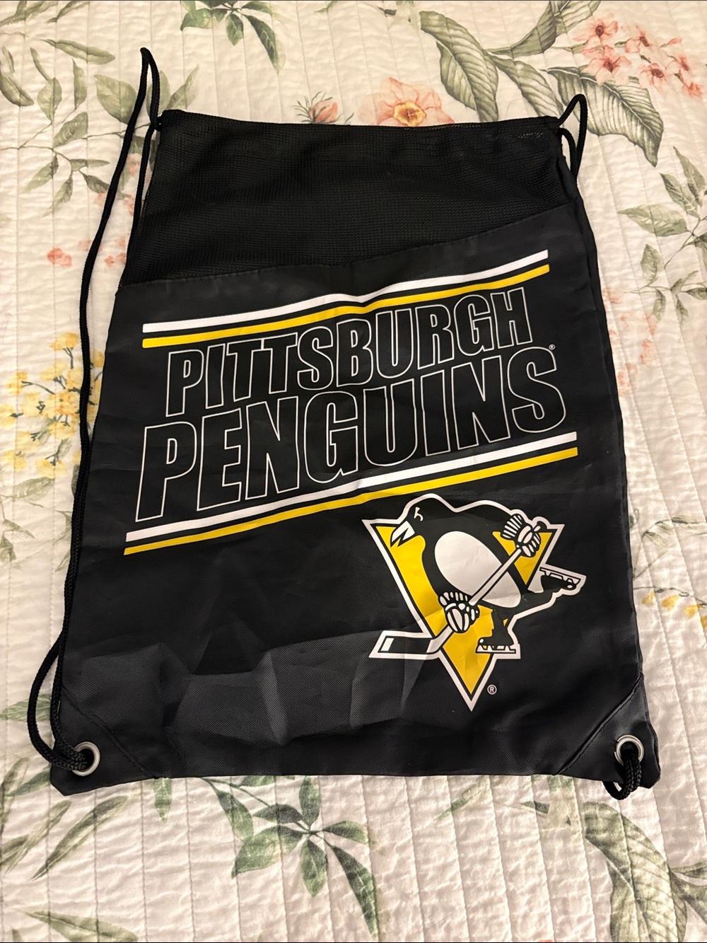 Pittsburgh Penguins Black Drawstring Backpack